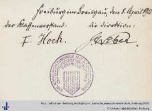 Stempel (Aus: UB Freiburg, RA 69/9)