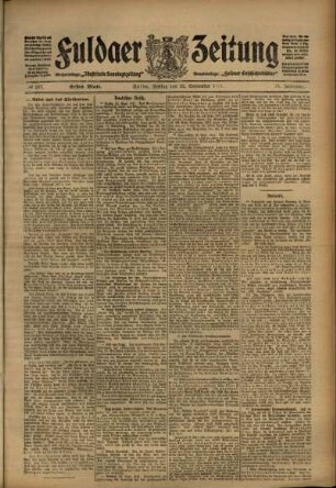 Erste Ausgabe vom Freitag, den 22. September 1911.