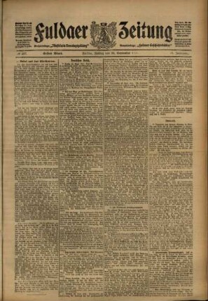 Erste Ausgabe vom Freitag, den 22. September 1911.
