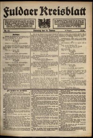 Ausgabe vom Dienstag, den 18. Januar 1916.