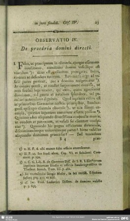 Observatio IV. De proedria domini directi