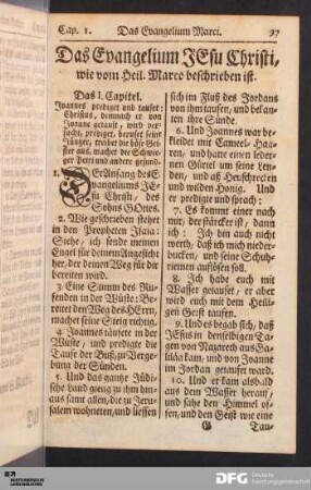 Das Evangelium Jesu Christi, wie vom Heil. Marco beschrieben ist.