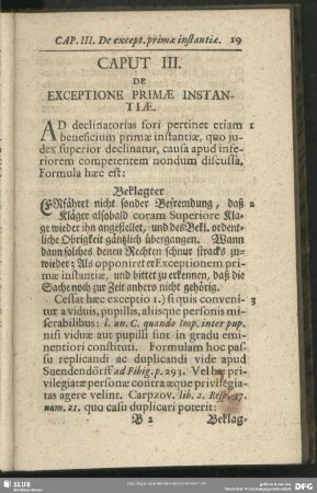 Caput III. De Exceptione Primae Instantiae