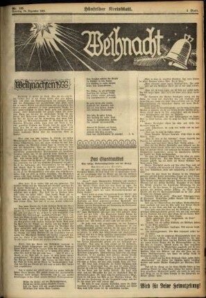 Zweite Ausgabe vom Sonntag, den 24. Dezember 1933.