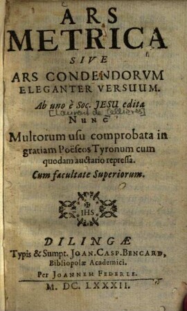 Ars metrica sive ars condendorum eleganter versuum
