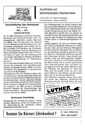 Geschichtliches über Blankenese : 1901 - 1911 Communal-Verein (Fortsetzung)