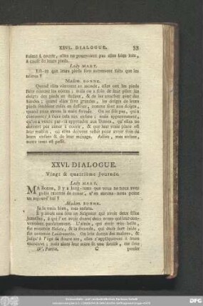 XXVI. Dialogue. Vingt & quatrième Journée.