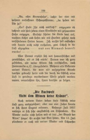 "Die Nachwelt flicht dem Mimen keine Kränze"