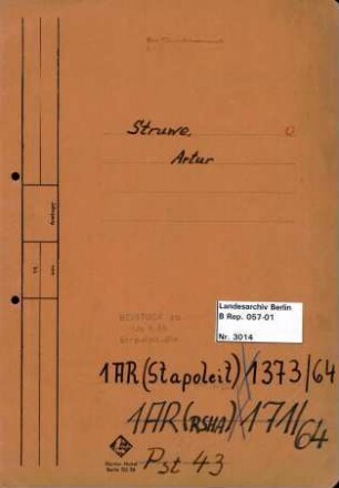 Personenheft Artur Struwe (fr. Kosmalski) (*25.07.1893), Regierungsamtmann