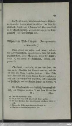 Allgemeine Bedeckungen. (Integumenta communia.)