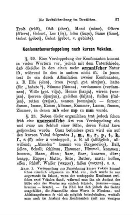 Konsonantenverdoppelung nach kurzen Vokalen.