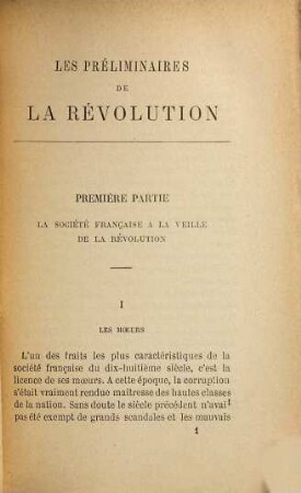 Les préliminaires de la Révolution