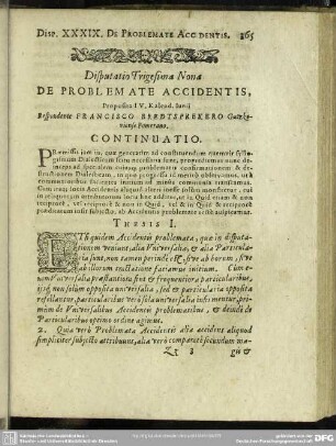 Disputatio Trigesima Nona De Problemate Accidentis