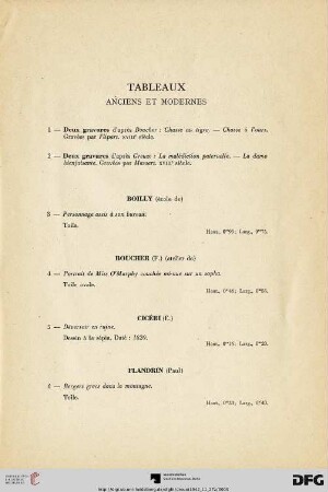 Tableaux anciens et modernes (Nr. 1-29)
