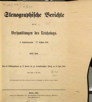 Verhandlungen des Reichstages. Stenographische Berichte. 62. 1881