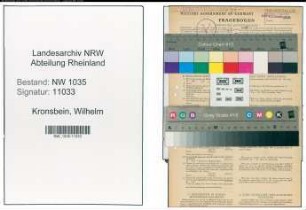 Entnazifizierung Wilhelm Kronsbein , geb. 31.03.1887 (Bueroangestellter)