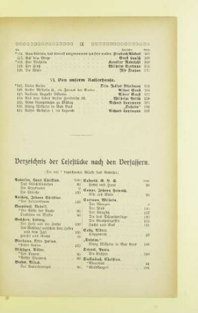 Verzeichnis der Lesestücke nach den Verfassern