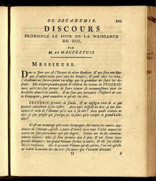Discours prononcé Le Jour De La Naissance Du Roi.
