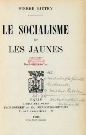 Le socialisme et les jaunes