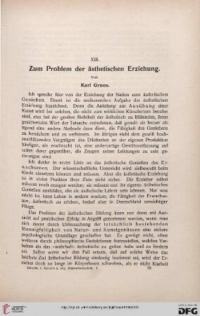 Zum Problem der ästhetischen Erziehung