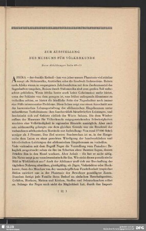 Zur Ausstellung des Museums für Völkerkunde