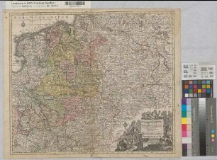 Westfälischer Kreis Territorialkarte Circulus Westphalicus 1.H. 18.Jh. 10 dt. Meilen = 7 cm 48 x 56 farb. Kupferstich: Matthäus Seutter, Augsburg B I Nr. 15