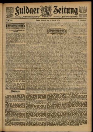Erste Ausgabe vom Mittwoch, den 19. August 1903.