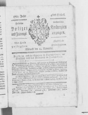46tes Stück., Ausgabe vom 14. November 1781