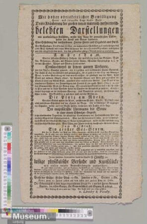 Dritte Abänderung der großen neuen malerisch-perspectivisch- belebten Darstellungen von merkwürdigen Ansichten