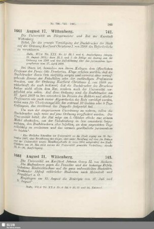 743. 1661, August 31. Wittenberg