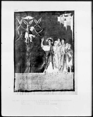 Perikopenbuch — Christus und Zachäus, Folio 153recto