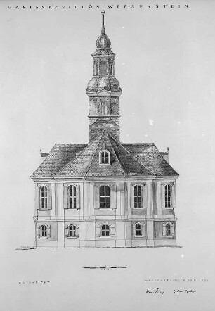 Weesenstein, Jagdpavillon oder Belvedere, Ostansicht, Aufriss