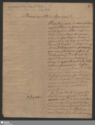 4b(6): Briefentwurf Schlegels an A. Böckh; dat. Bonn, 29.10.1842