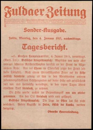 Zweite Ausgabe vom Montag, den 04. Januar 1915.