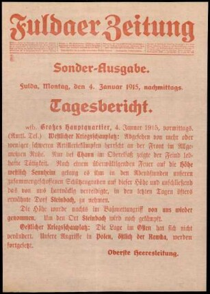 Zweite Ausgabe vom Montag, den 04. Januar 1915.