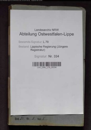 Verwaltungsamt Brake - Allgemeines, Band 1