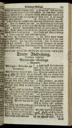 Dritte Abtheilung, Sonntags-Gesänge