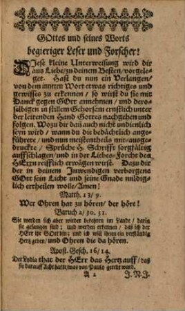 Kurtze, doch gründliche, Unterweisung von dem in[n]eren Wort Gottes