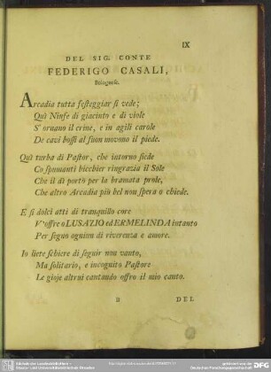 Del Sig. Conte Federico Casali, Bolognese