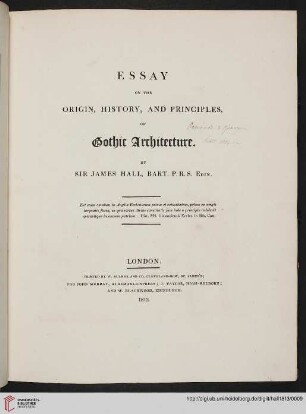 Essay on the origin, history and principles of Gothic architecture