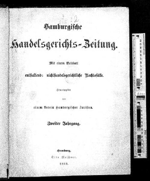 2.1869: Hamburgische Handelsgerichts-Zeitung