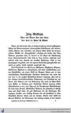 Jörg Wickram. Altes und Neues über sein Leben.