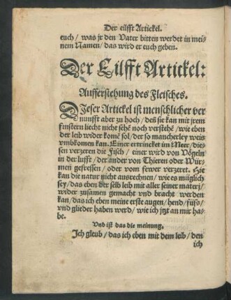 Der Eilfft Artickel: Aufferstehung des Fleisches.