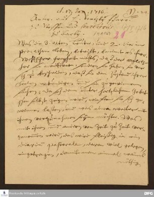Brief von August Hermann Francke an Ernst Bogislaus Ventzcki.