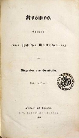 Kosmos : Entwurf einer physischen Weltbeschreibung, 3