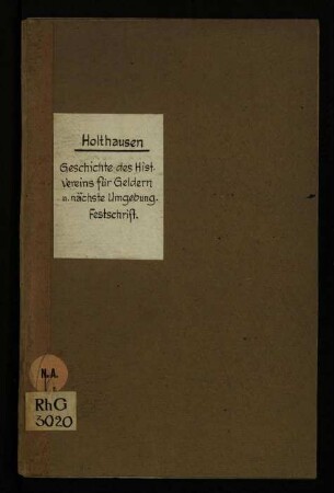 Geschichte des Historischen Vereins für Geldern und nächste Umgegend