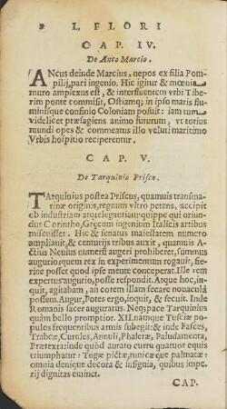 Cap. IV. De Anco Marcio / Cap. V. De Tarquinio Prisco.
