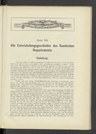 Erster Teil. Die Entwicklungsgeschichte des Nautischen Departements.