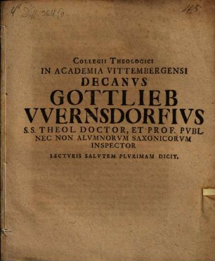 Programma de officio hominis christiani, quod circa aliorum facta vel dicta in meliorem partem interpretanda versatur