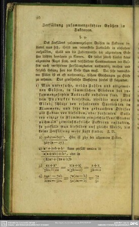 Zerfällung zusammengesetzter Größen in Faktoren